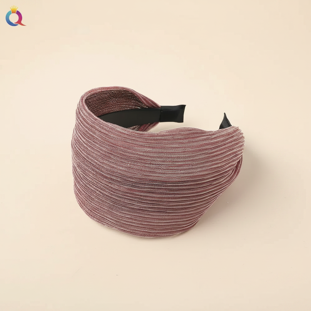 Serre Tête Plissé Femme Tissu Rose — Packshot fond beige — Les Jolies Têtes