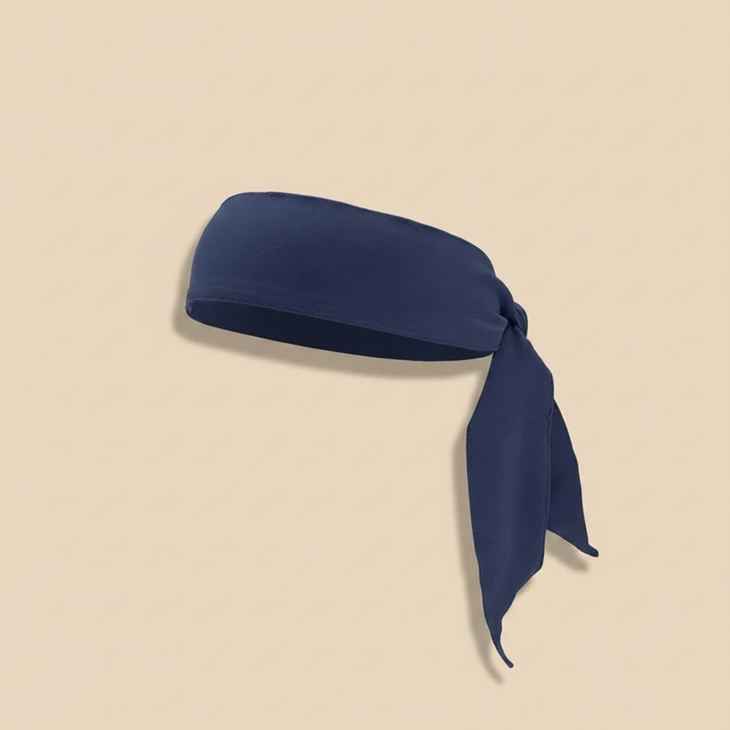 Bandeau Bandana Unisexe Tissu Bleu Marine — Packshot fond beige — Les Jolies Têtes