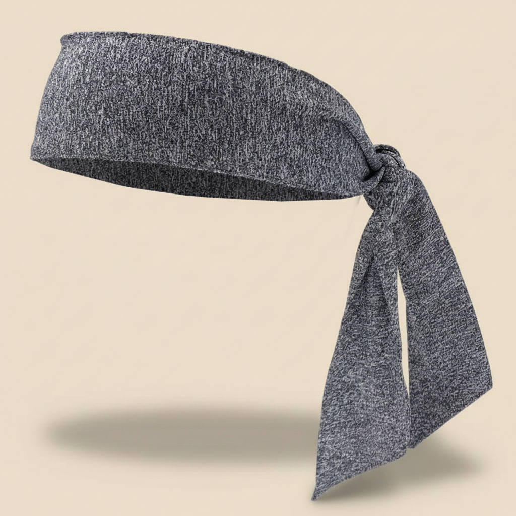 Bandeau Bandana Unisexe Tissu Gris Chiné — Packshot fond beige — Les Jolies Têtes