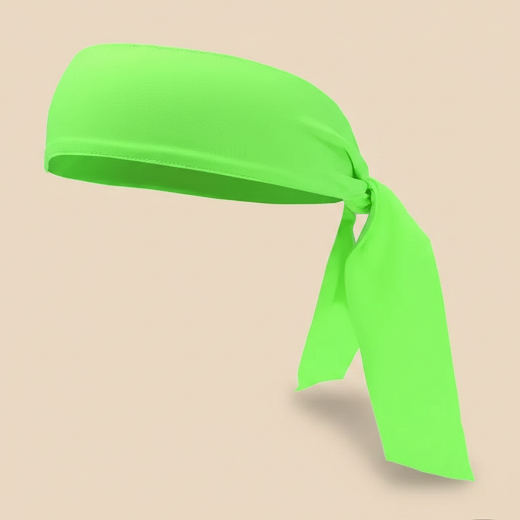 Bandeau Bandana Unisexe Tissu Vert Fluo — Packshot fond beige — Les Jolies Têtes