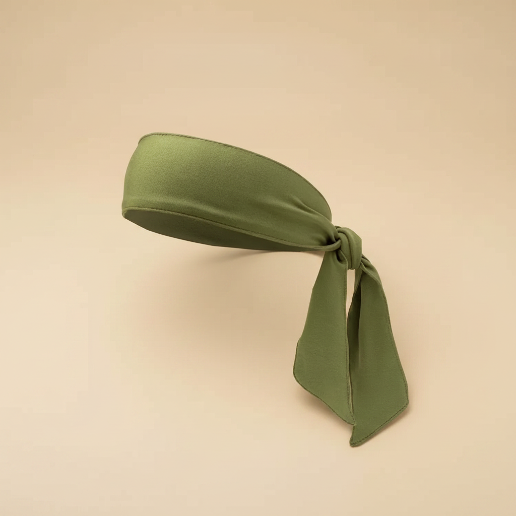Bandeau Bandana Unisexe Tissu Vert Kaki — Packshot fond beige — Les Jolies Têtes