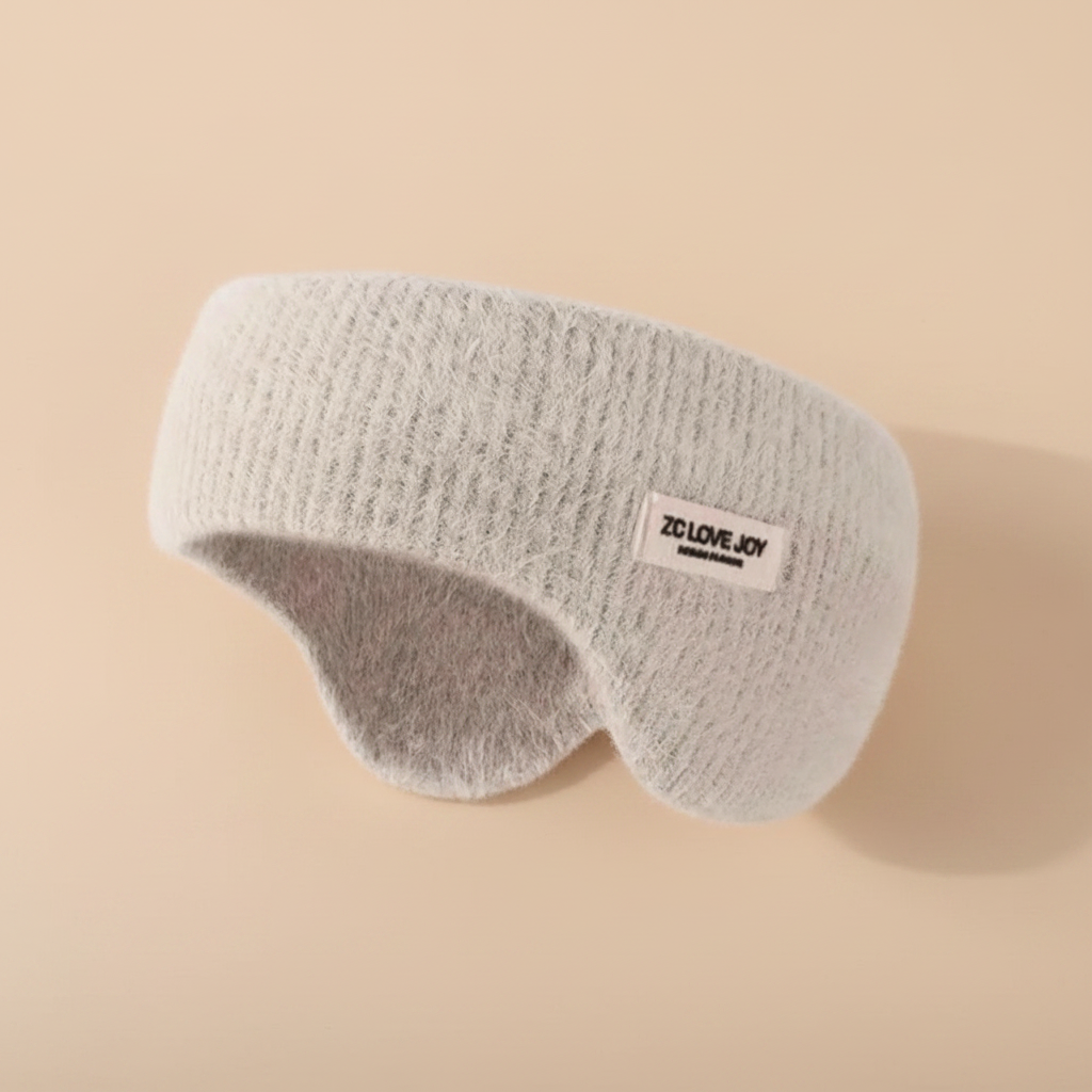 Bandeau Cache-Oreilles Femme Tissu Beige — Packshot fond beige — Les Jolies Têtes