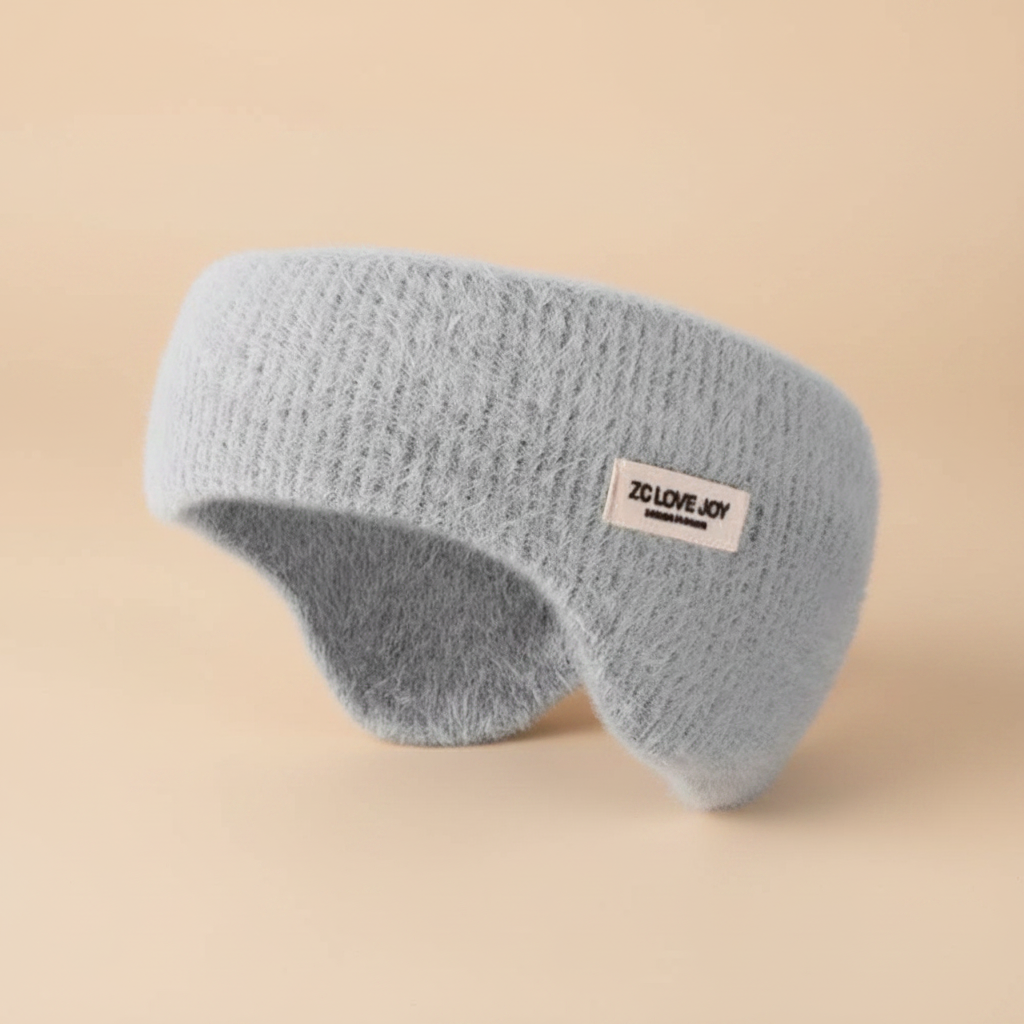 Bandeau Cache-Oreilles Femme Tissu Gris — Packshot fond beige — Les Jolies Têtes
