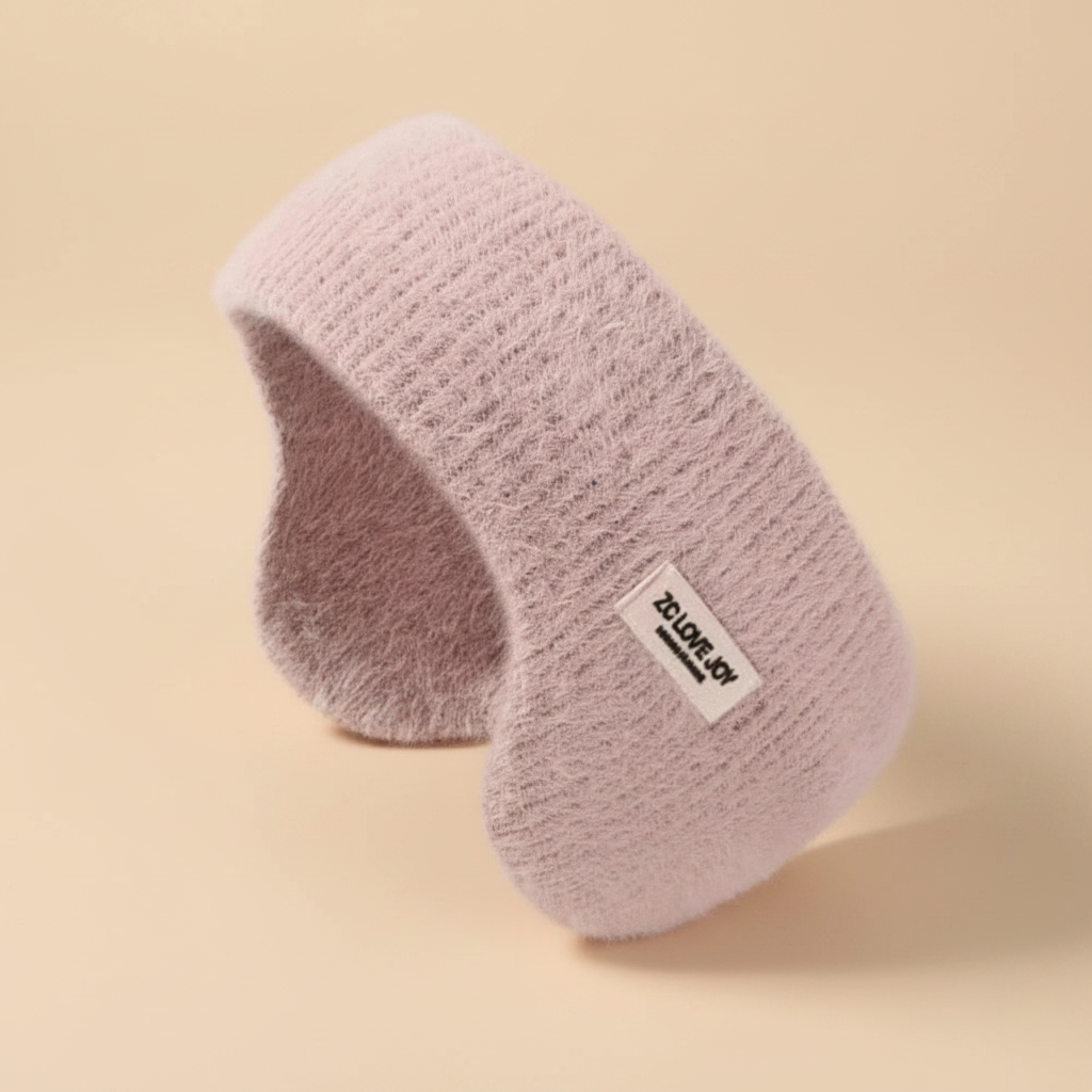 Bandeau Cache-Oreilles Femme Tissu Rose Poudré — Packshot fond beige — Les Jolies Têtes