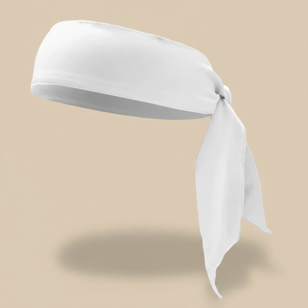 Bandeau Cheveux Bandana Unisexe Tissu Blanc — Packshot fond beige — Les Jolies Têtes