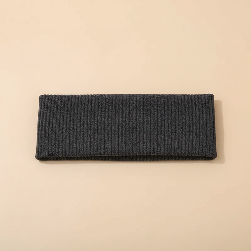 Bandeau Cheveux Côtelé Femme Tissu Anthracite — Packshot fond beige — Les Jolies Têtes