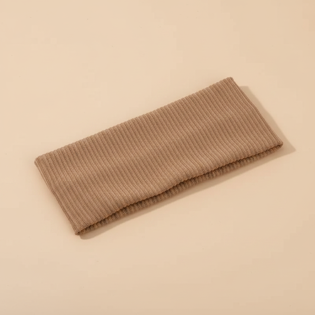 Bandeau Cheveux Côtelé Femme Tissu Beige — Packshot fond beige — Les Jolies Têtes