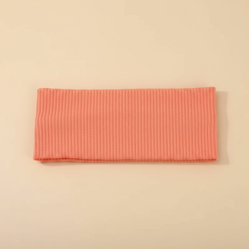 Bandeau Cheveux Côtelé Femme Tissu Corail — Packshot fond beige — Les Jolies Têtes