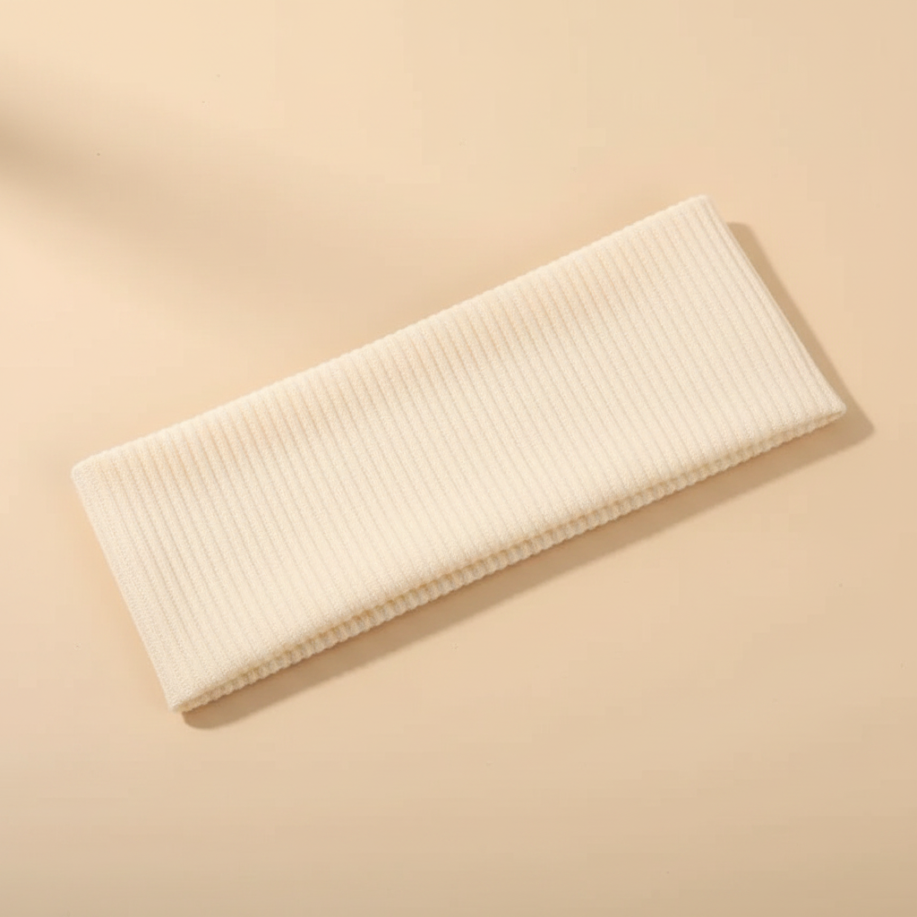 Bandeau Cheveux Côtelé Femme Tissu Crème — Packshot fond beige — Les Jolies Têtes