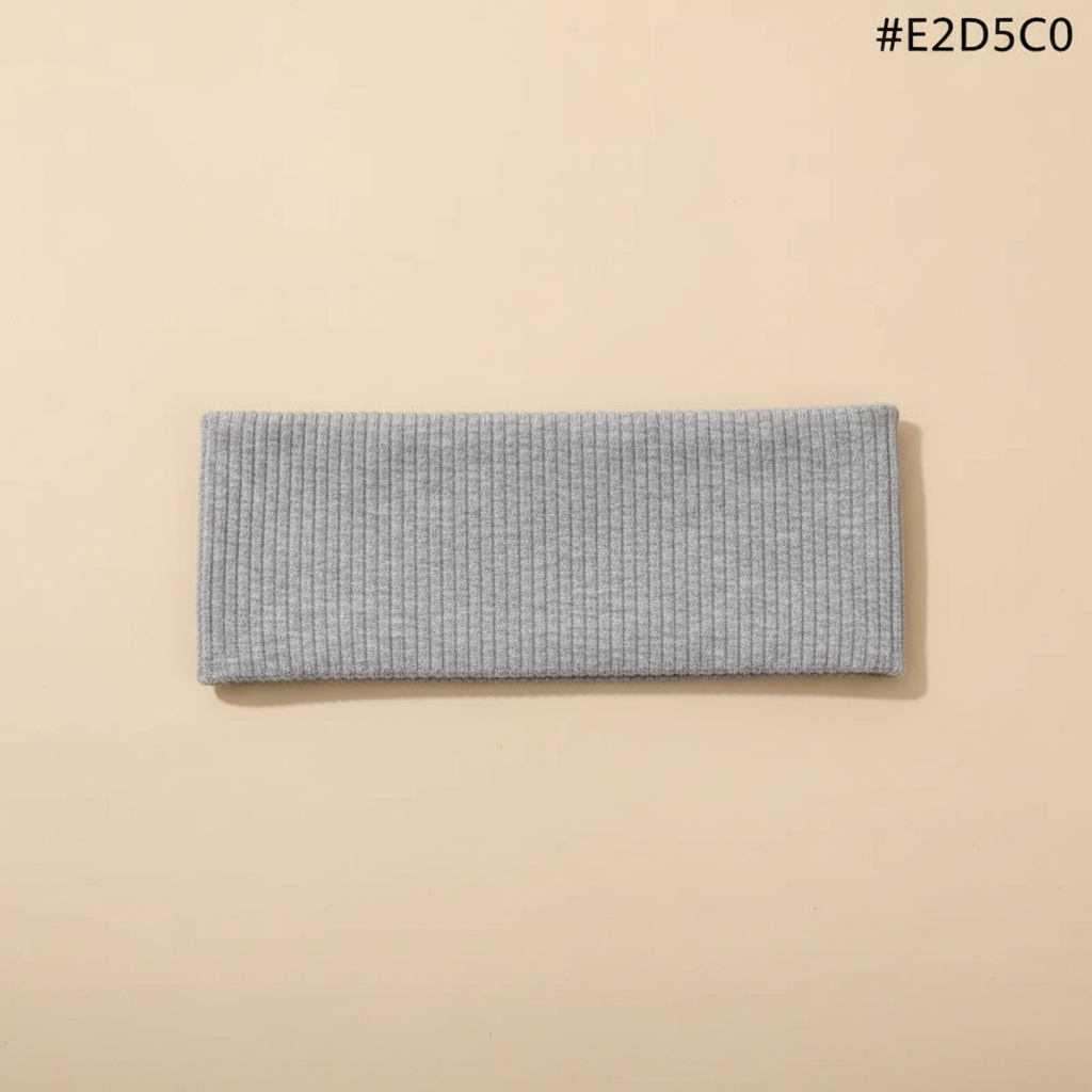 Bandeau Cheveux Côtelé Femme Tissu Gris Chiné — Packshot fond beige — Les Jolies Têtes