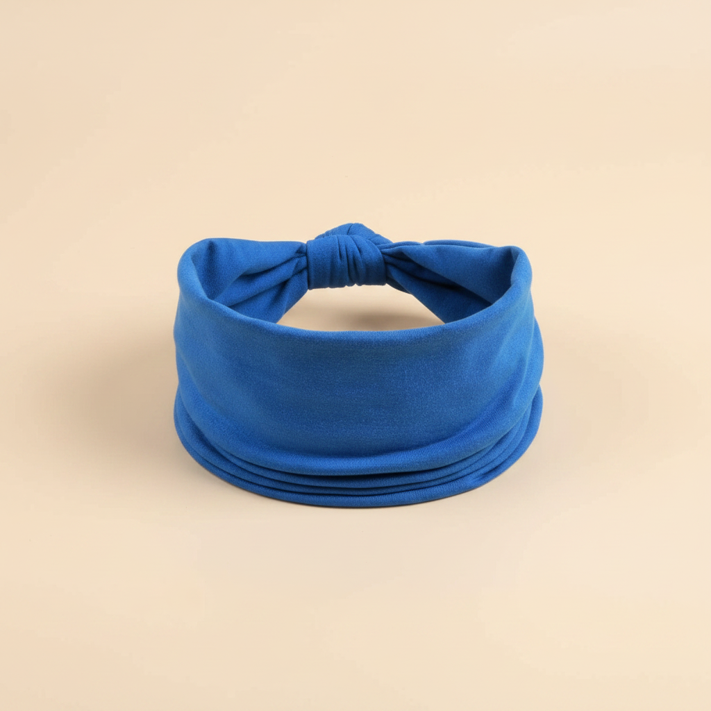 Bandeau Cheveux Large Uni Femme Bleu Roi — Packshot fond beige — Les Jolies Têtes