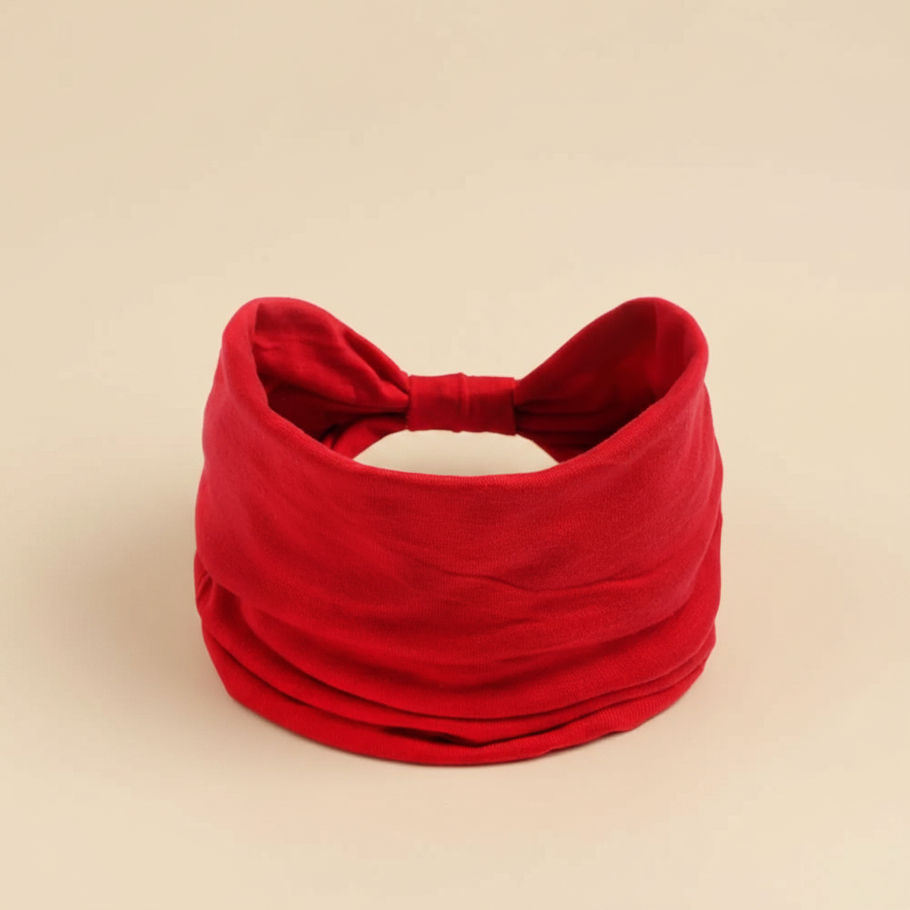 Bandeau Cheveux Large Uni Femme Rouge — Packshot fond beige — Les Jolies Têtes