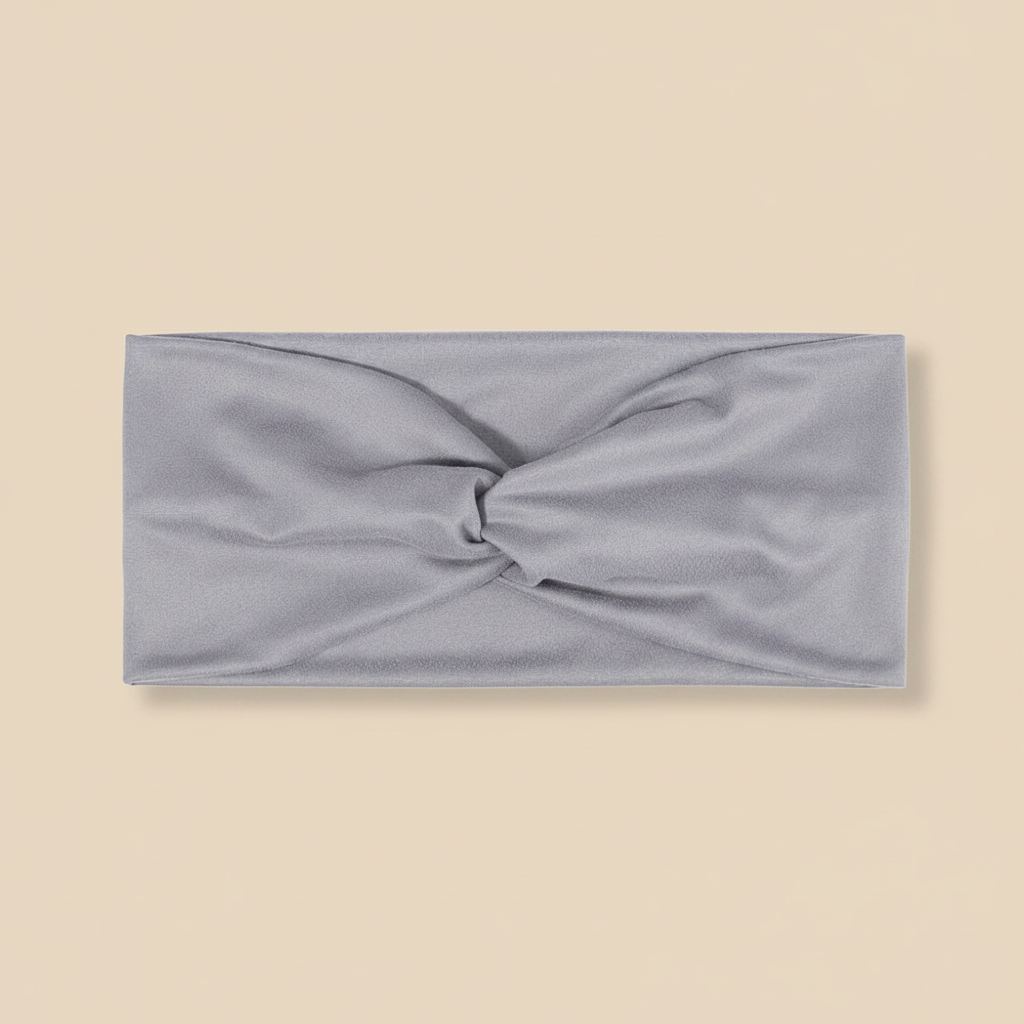 Bandeau Cheveux Torsadé Femme Jersey Gris Perle — Packshot fond beige — Les Jolies Têtes