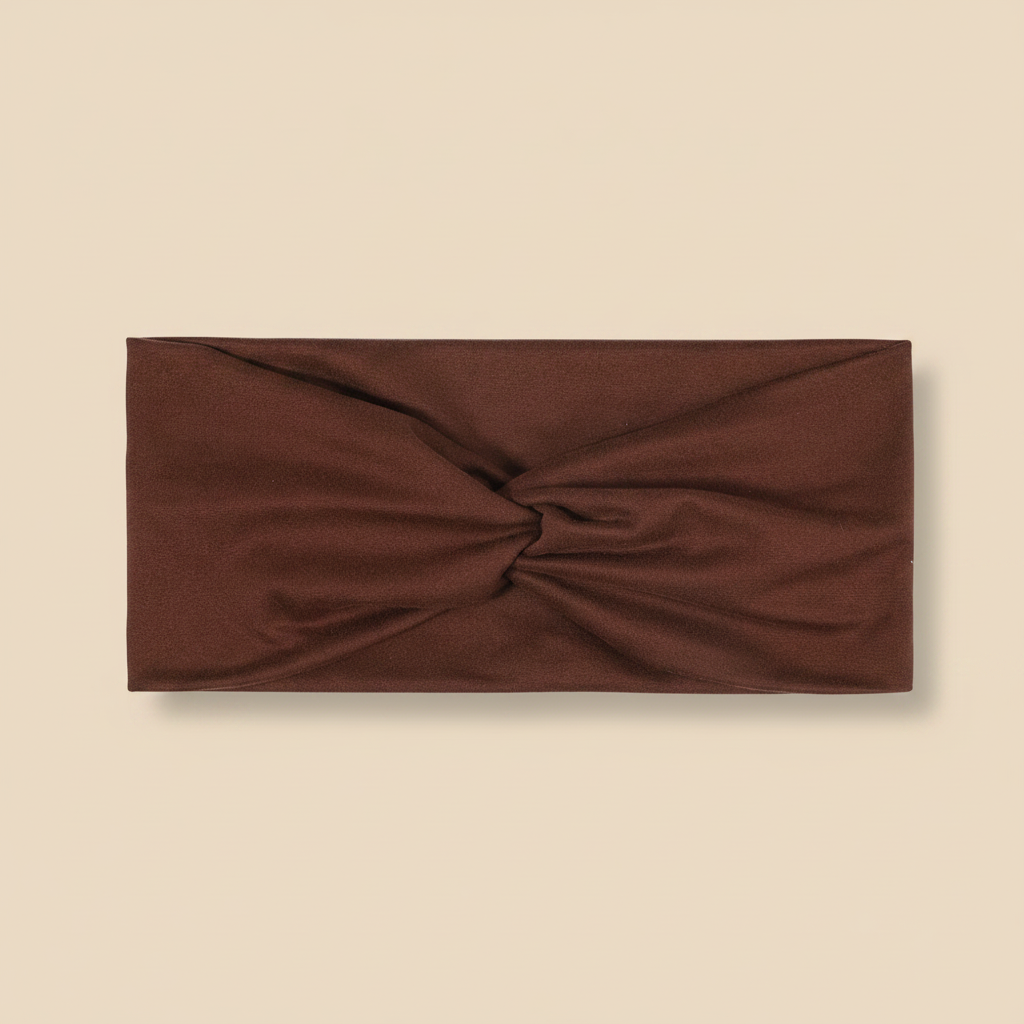 Bandeau Cheveux Torsadé Femme Jersey Marron Chocolat — Packshot fond beige — Les Jolies Têtes