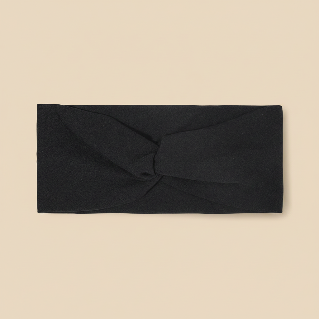 Bandeau Cheveux Torsadé Femme Jersey Noir — Packshot fond beige — Les Jolies Têtes