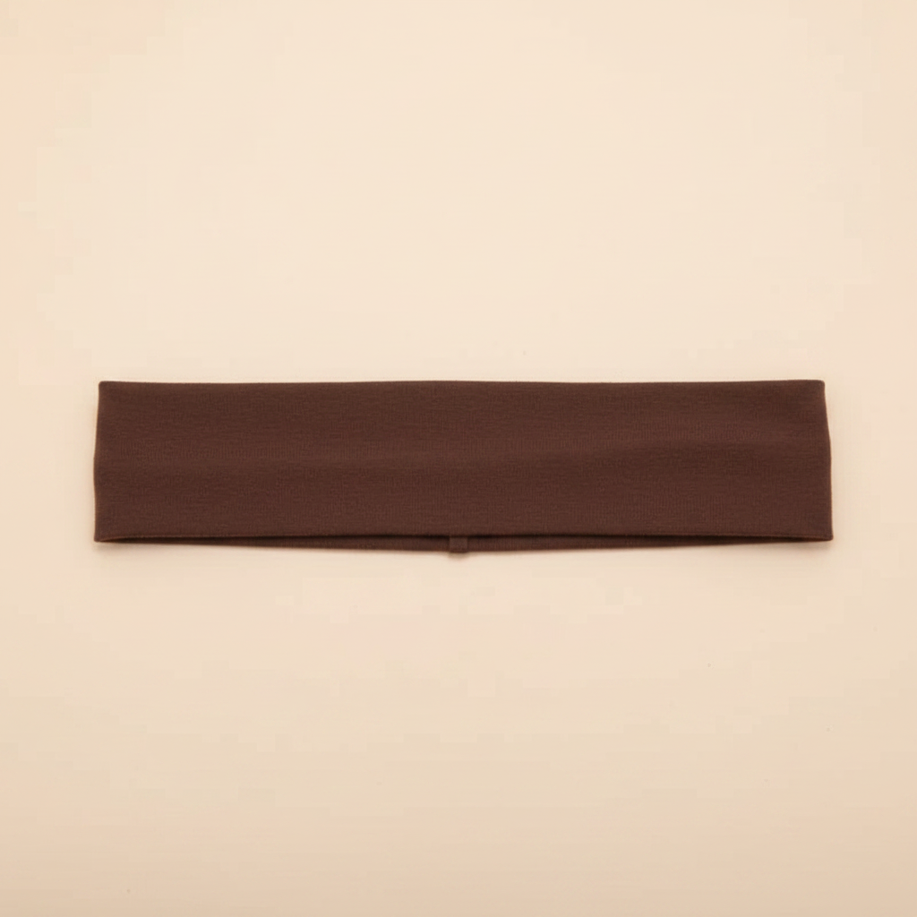 Bandeau Cheveux Uni Femme Coton Mélangé Marron — Packshot fond beige — Les Jolies Têtes
