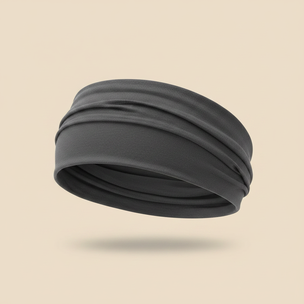 Bandeau Cheveux Uni Femme Tissu Gris Anthracite — Packshot fond beige — Les Jolies Têtes