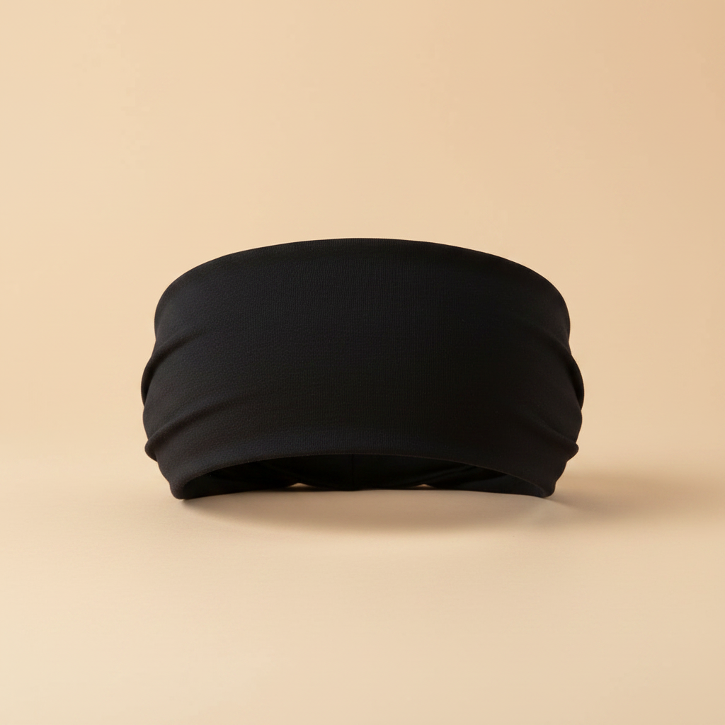 Bandeau Cheveux Uni Mixte Tissu Noir — Packshot fond beige — Les Jolies Têtes