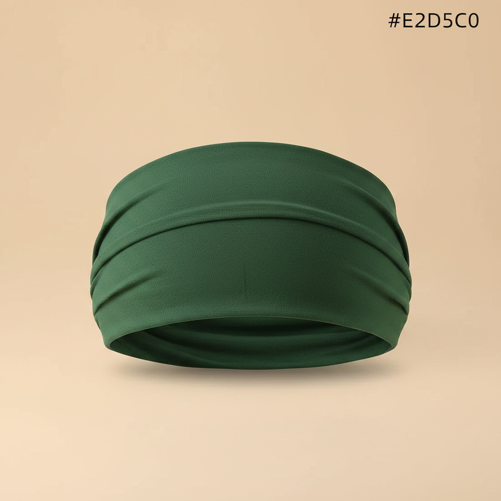 Bandeau Cheveux Uni Mixte Tissu Vert Forêt — Packshot fond beige — Les Jolies Têtes