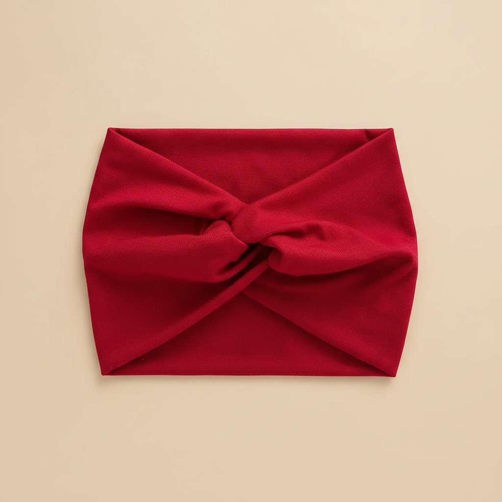 Bandeau Croisé Femme Tissu Bourgogne — Packshot fond beige — Les Jolies Têtes