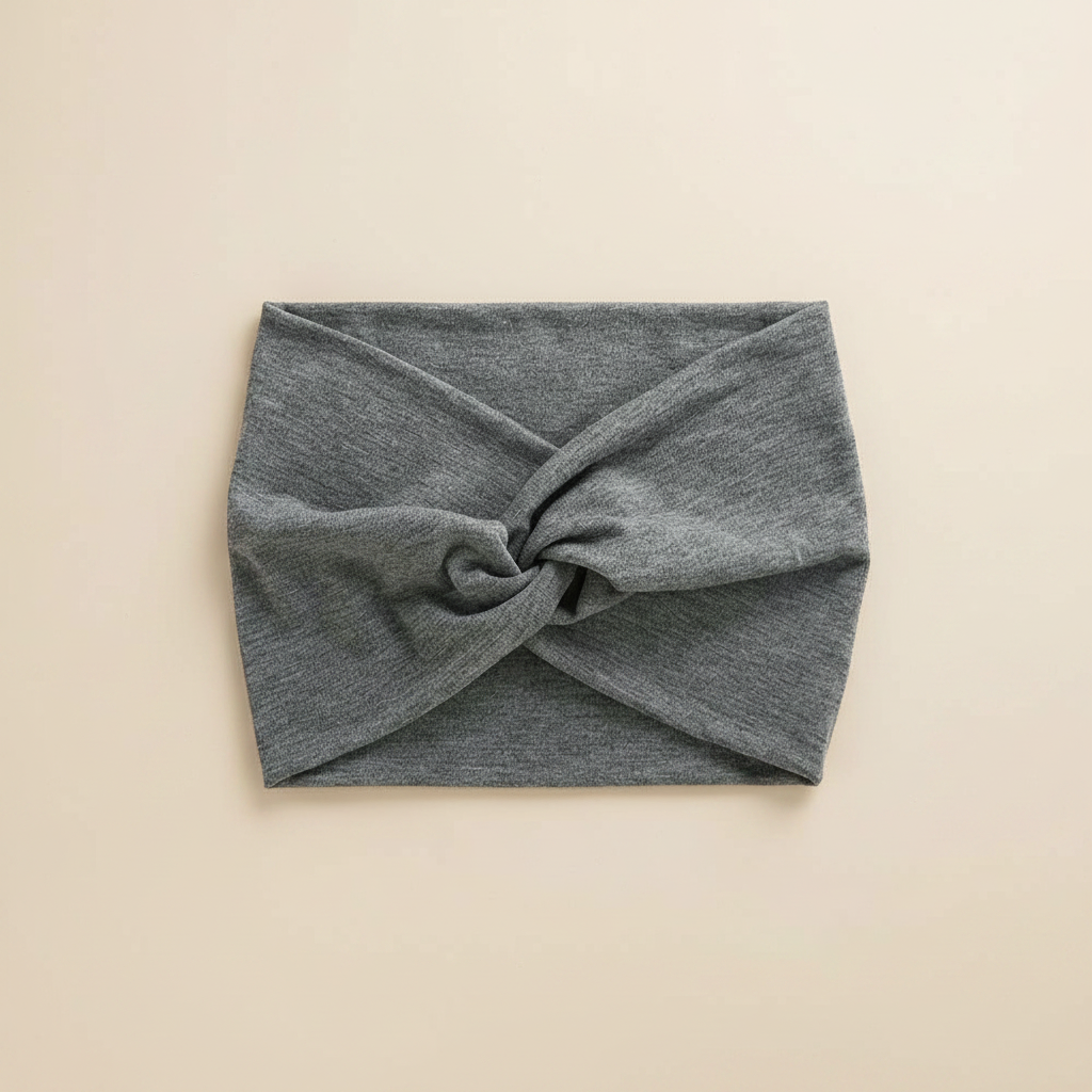 Bandeau Croisé Femme Tissu Gris Anthracite — Packshot fond beige — Les Jolies Têtes