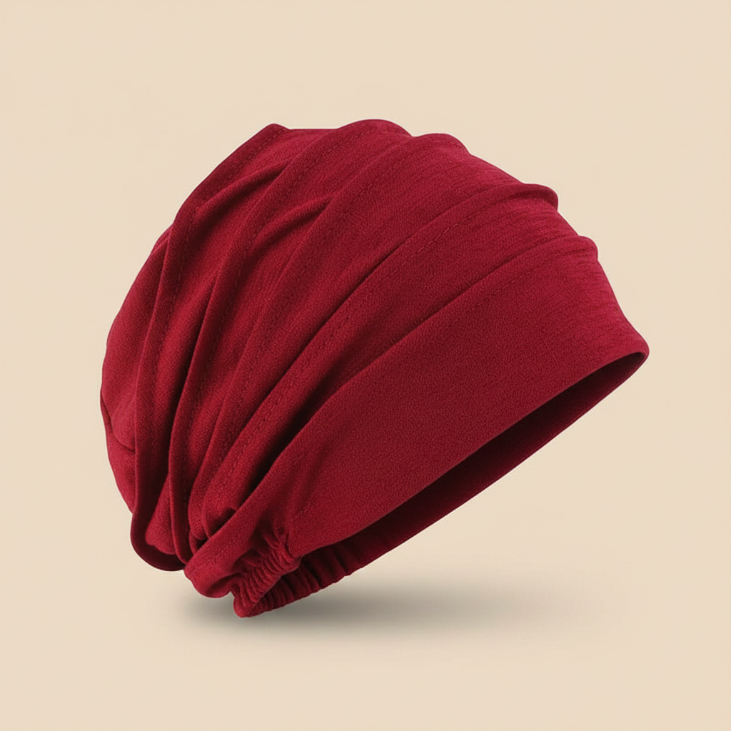 Bandeau Drapé Femme Tissu Rouge Bordeaux — Packshot fond beige — Les Jolies Têtes