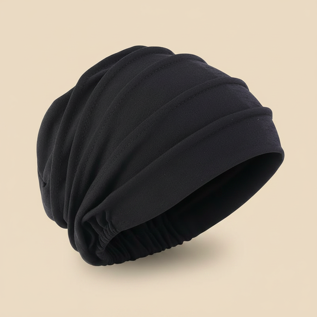 Bandeau Drapé Femme Uni Noir — Packshot fond beige — Les Jolies Têtes
