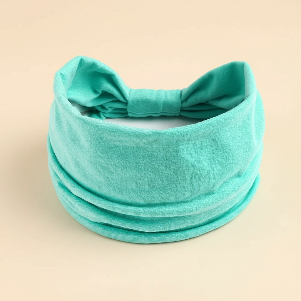 Bandeau Large Uni Femme Vert Menthe — Packshot fond beige — Les Jolies Têtes