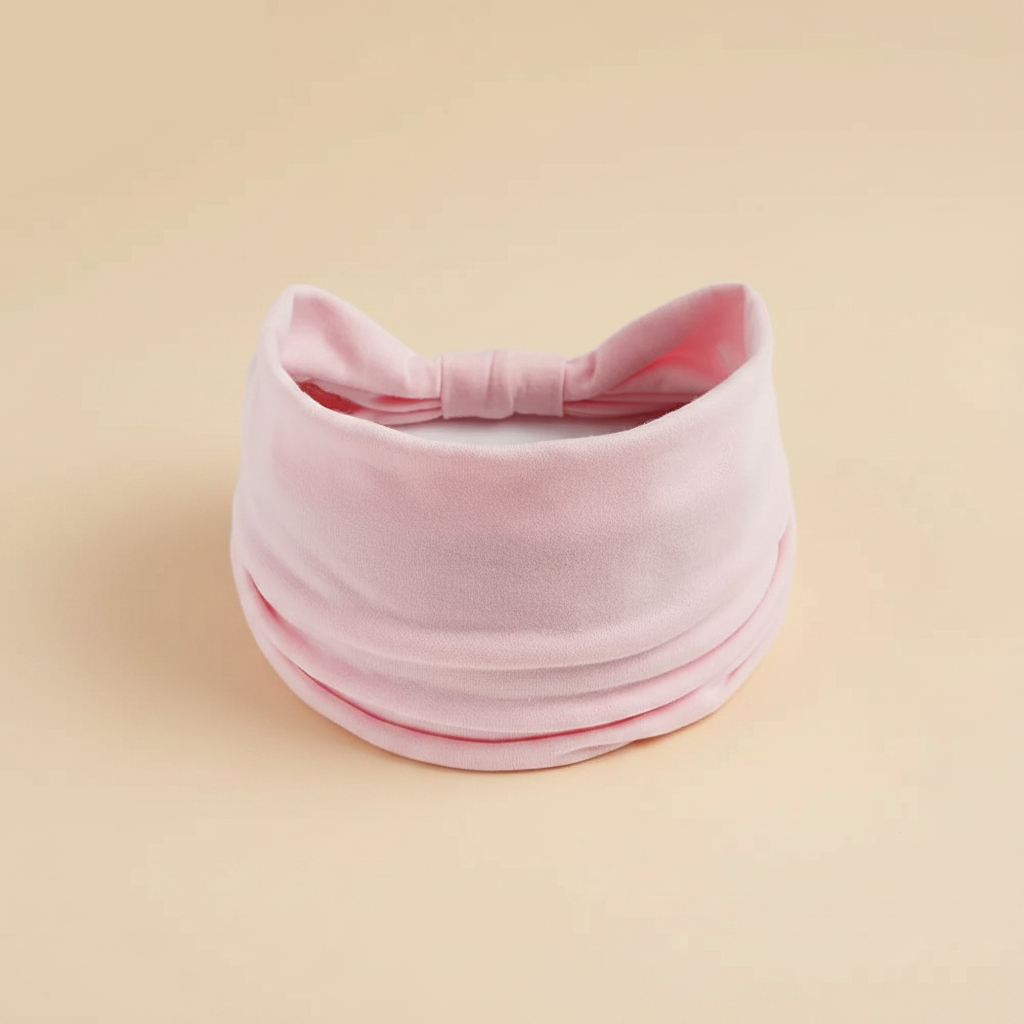 Bandeau Large Noué Femme Tissu Rose Poudré — Packshot fond beige — Les Jolies Têtes