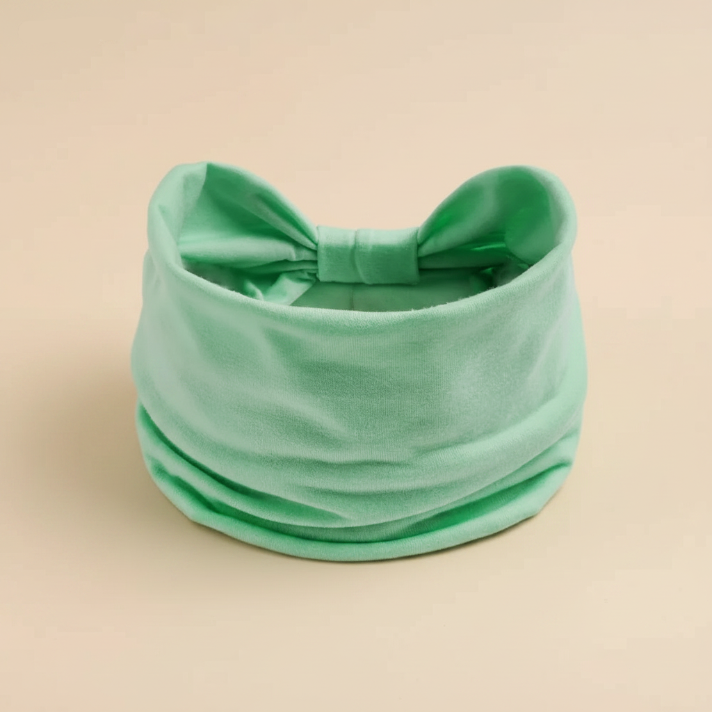 Bandeau Large Noué Femme Tissu Vert Menthe — Packshot fond beige — Les Jolies Têtes