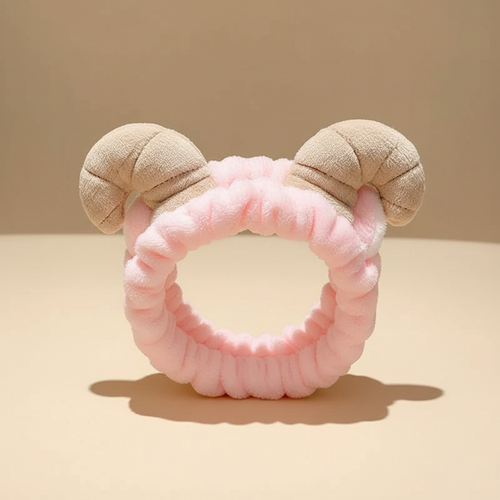 Bandeau Maquillage Mouton Femme Peluche Rose Poudré — Packshot fond beige — Les Jolies Têtes