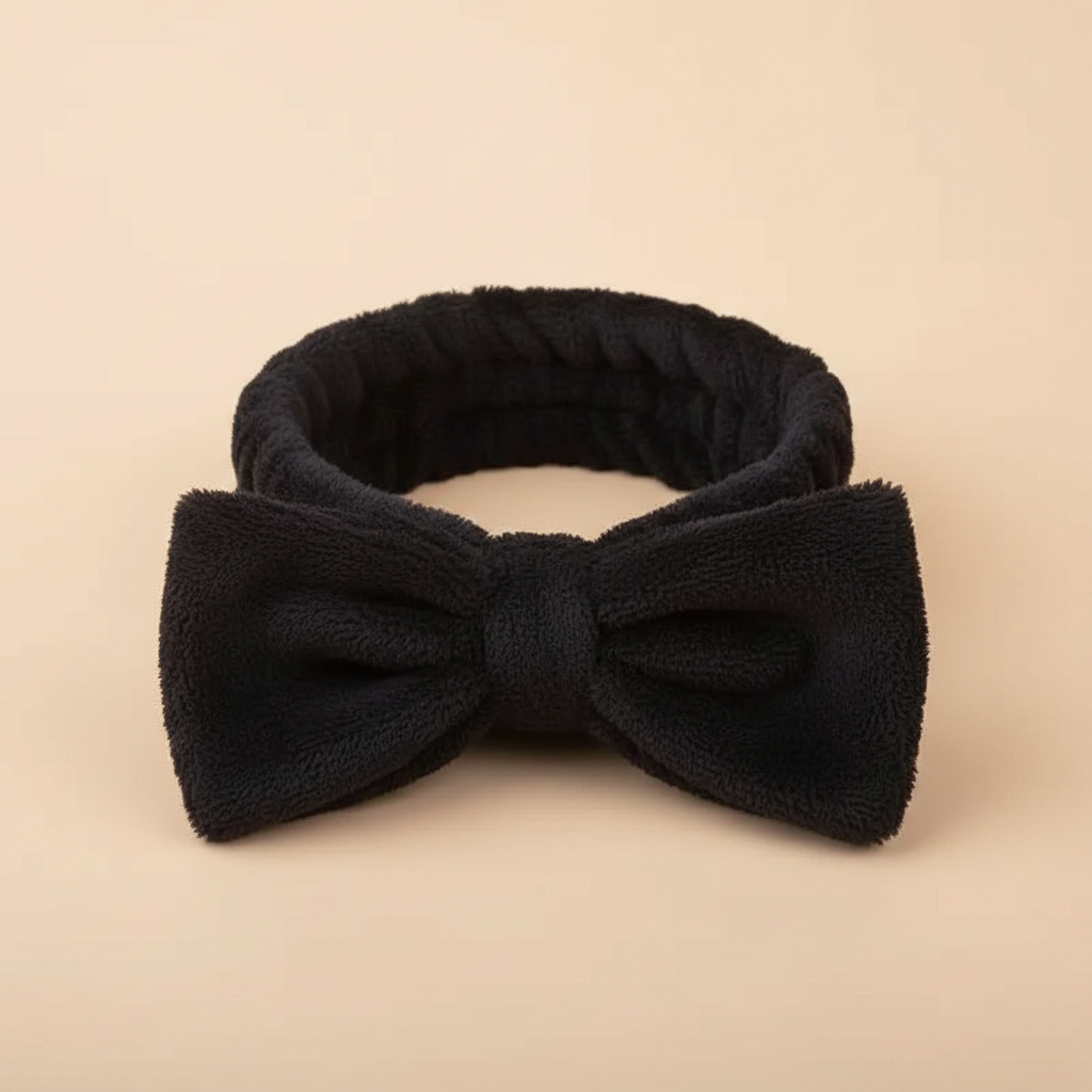 Bandeau Nœud Soin Femme Tissu Onyx — Packshot fond beige — Les Jolies Têtes