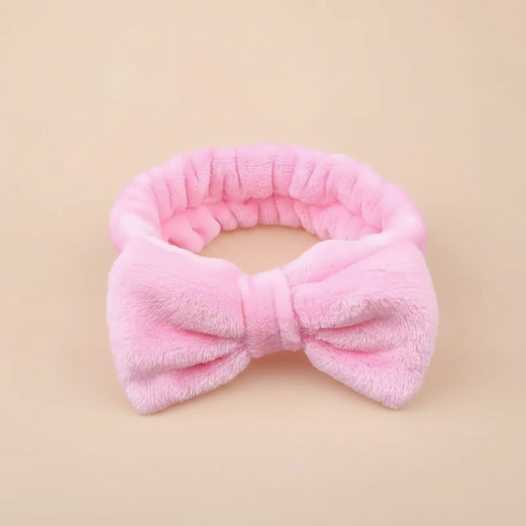 Bandeau Nœud Soin Femme Tissu Rose Poudré — Packshot fond beige — Les Jolies Têtes