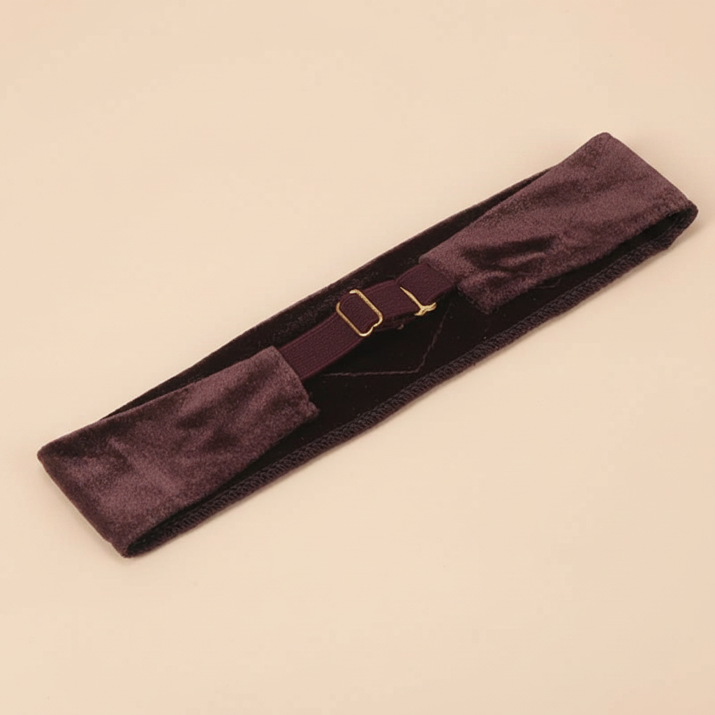 Bandeau Perruque Ajustable Femme Velours Marron — Packshot fond beige — Les Jolies Têtes