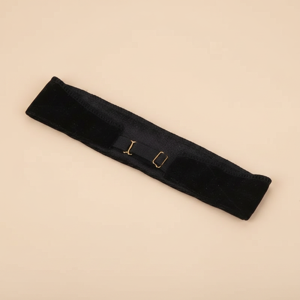 Bandeau Perruque Ajustable Femme Velours Noir — Packshot fond beige — Les Jolies Têtes
