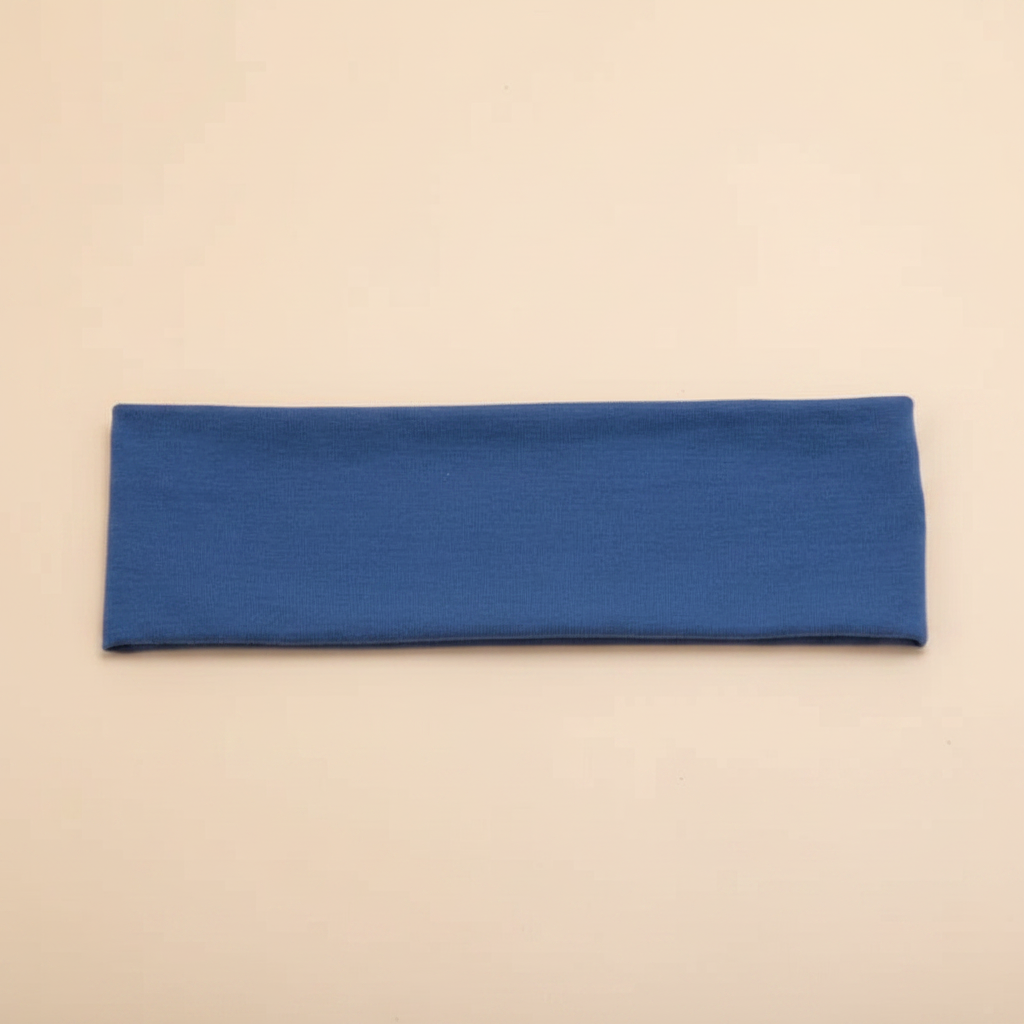 Bandeau Plat Femme Coton Bleu Denim — Packshot fond beige — Les Jolies Têtes