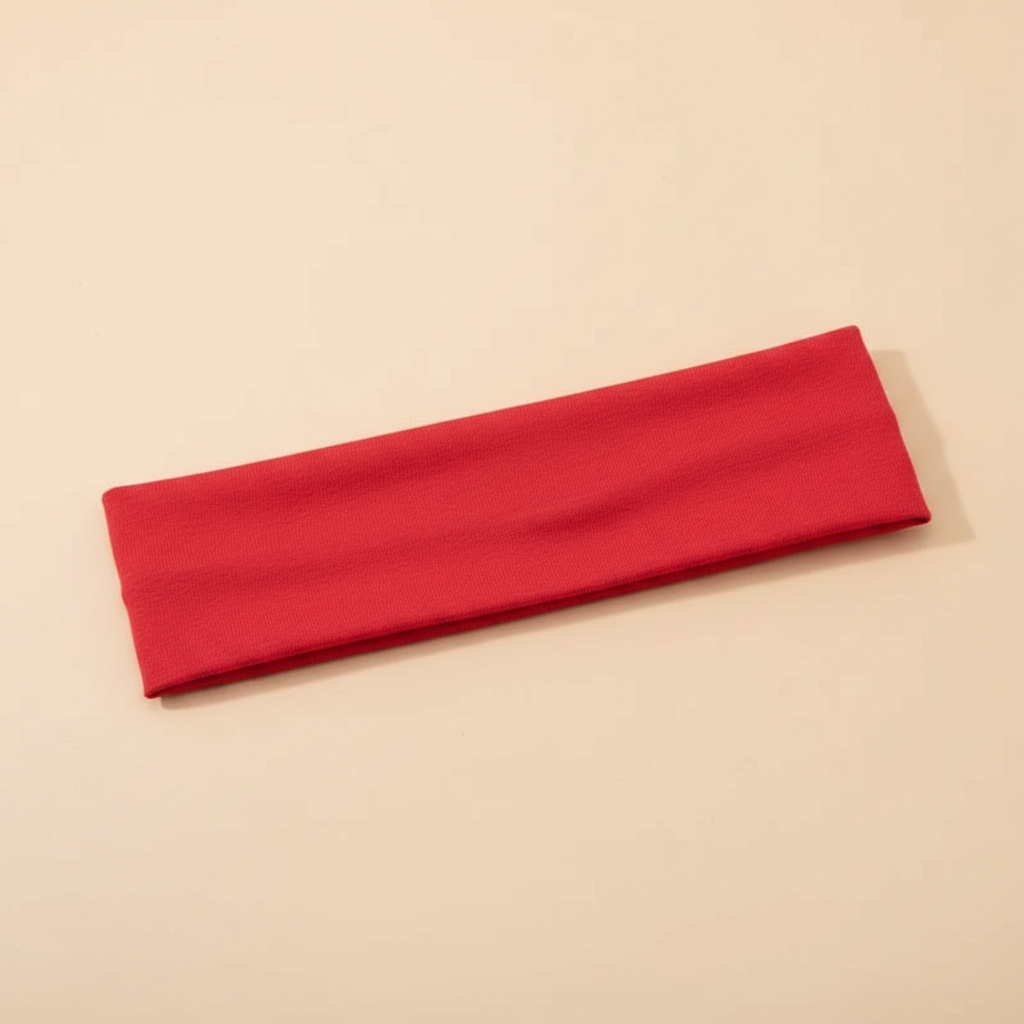 Bandeau Plat Femme Coton Rouge Corail — Packshot fond beige — Les Jolies Têtes
