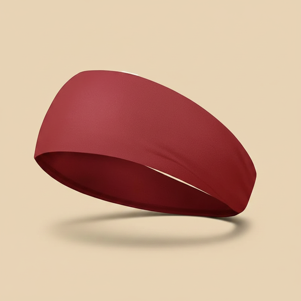 Bandeau Sport Homme Microfibre Rouge Cardinal — Packshot fond beige — Les Jolies Têtes