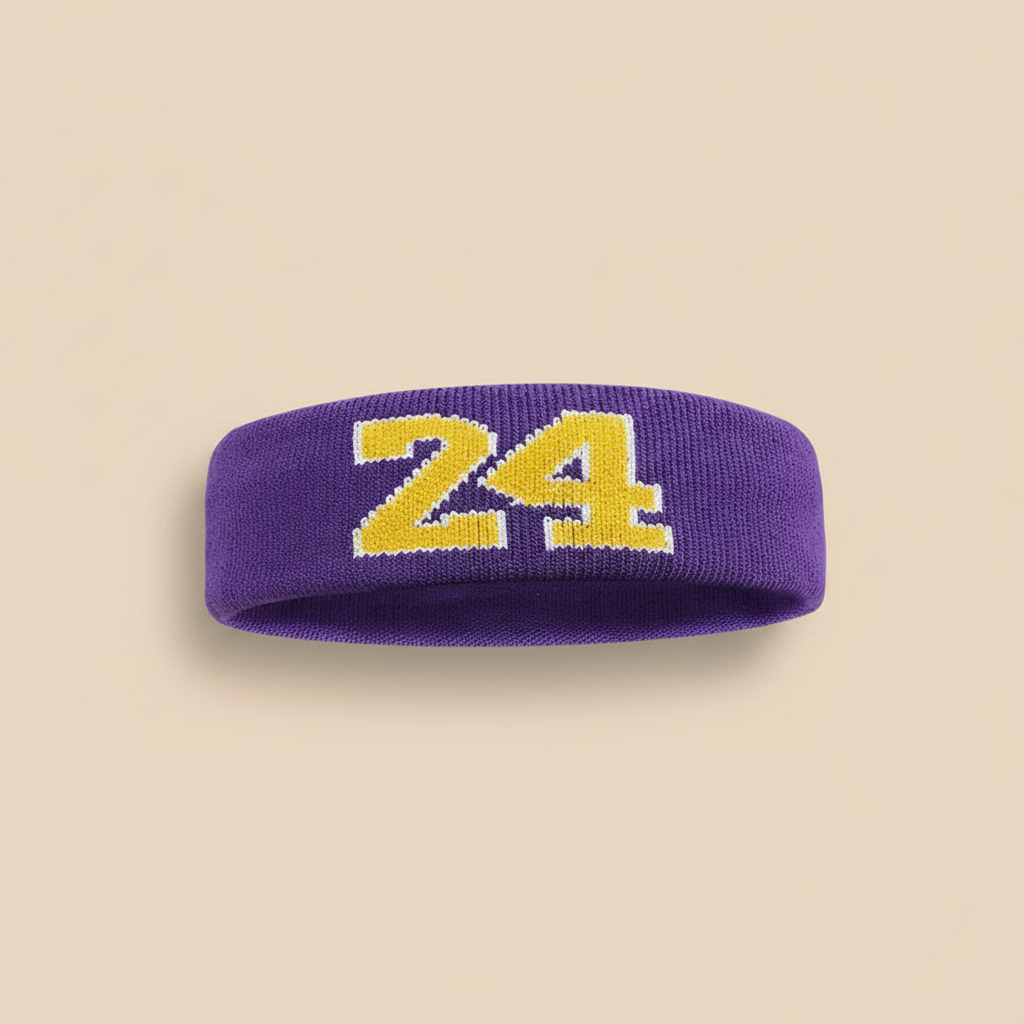 Bandeau Sport Numéro 24 Homme Violet — Packshot fond beige — Les Jolies Têtes