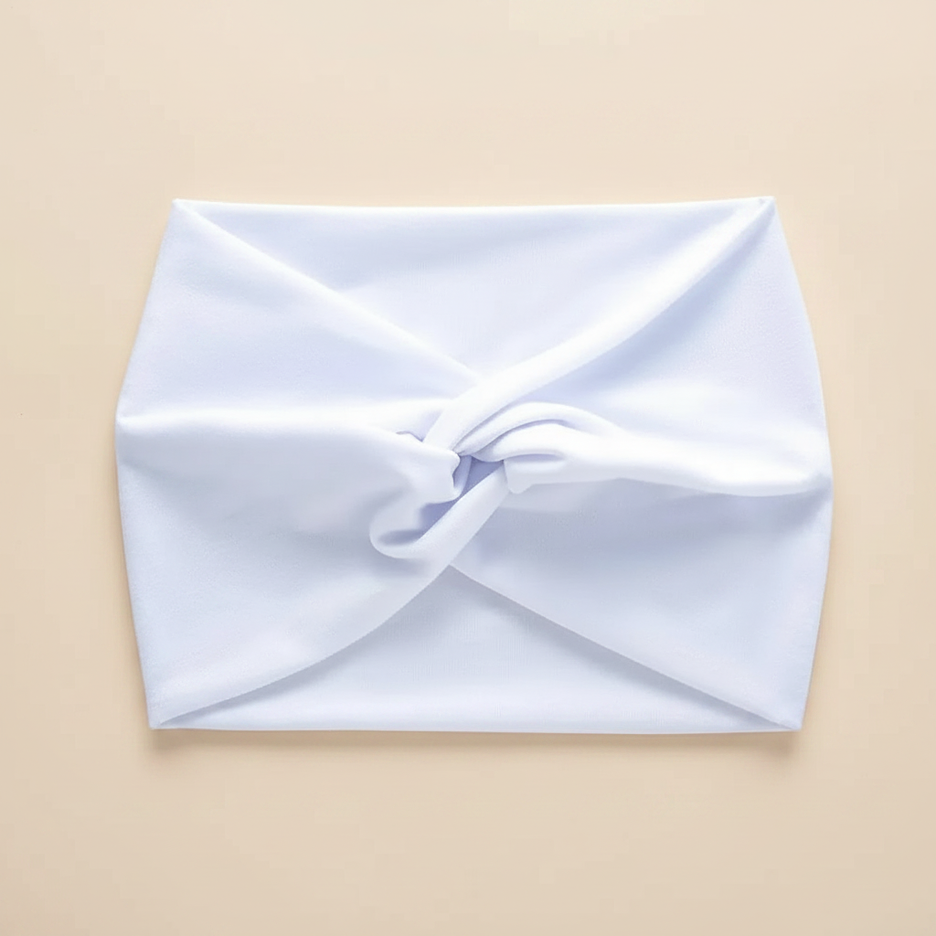Bandeau Turban Femme Tissu Blanc — Packshot fond beige — Les Jolies Têtes
