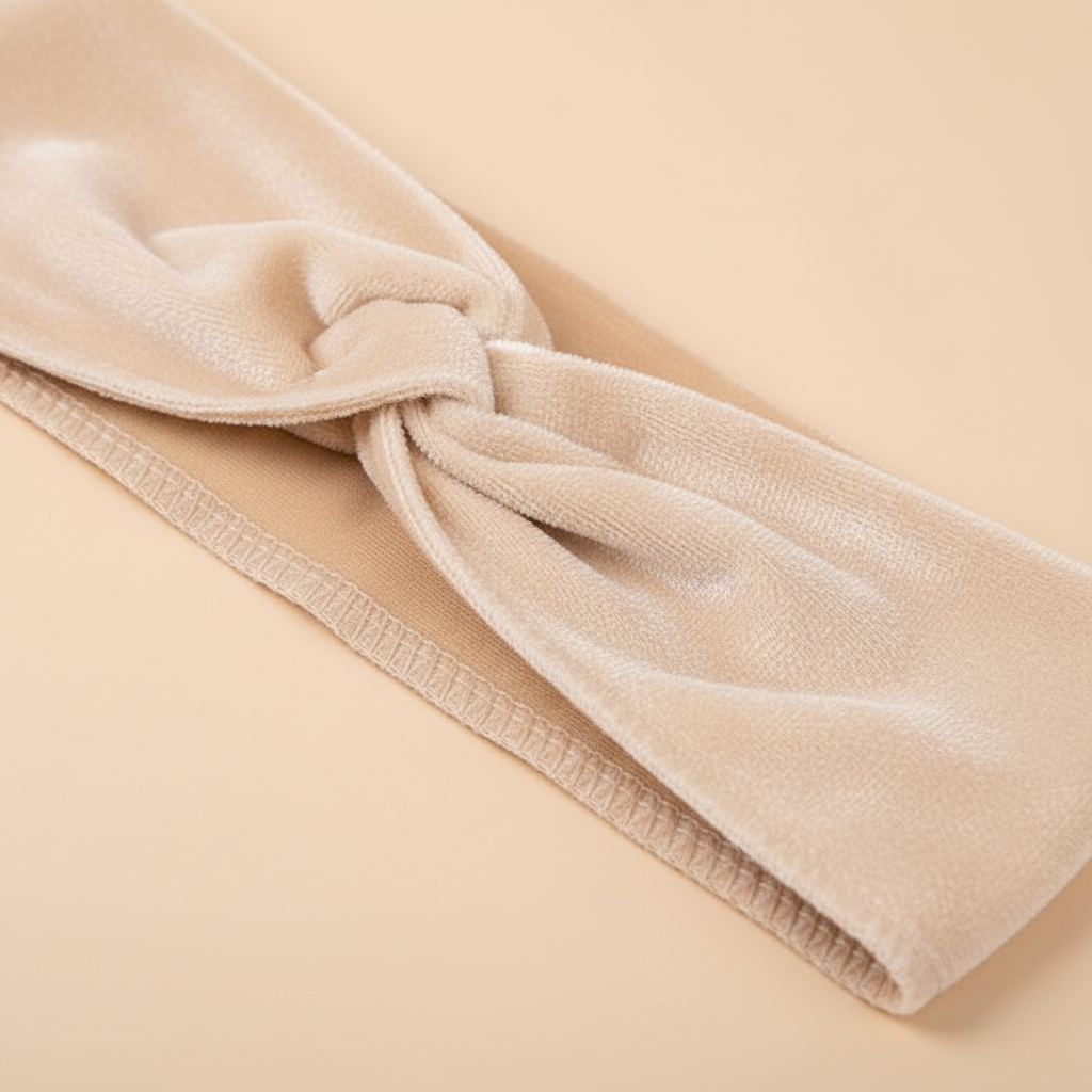 Bandeau Perruque Ajustable Femme Velours Chair — détail matière
