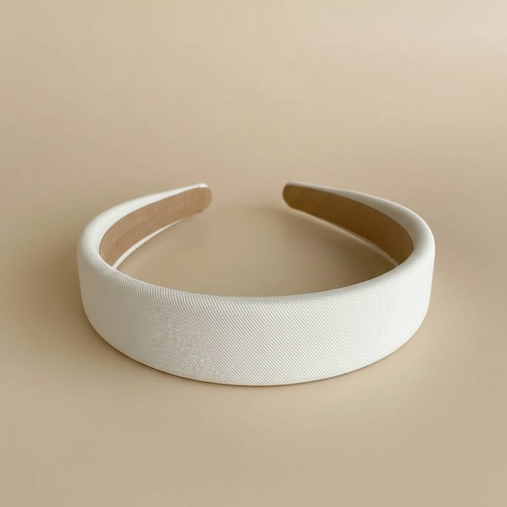 Serre-Tête Large Femme Tissu Ivoire — Packshot fond beige — Les Jolies Têtes