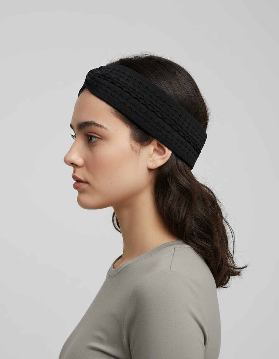 Bandeau Sport Antidérapant Mixte Noir — porté de profil