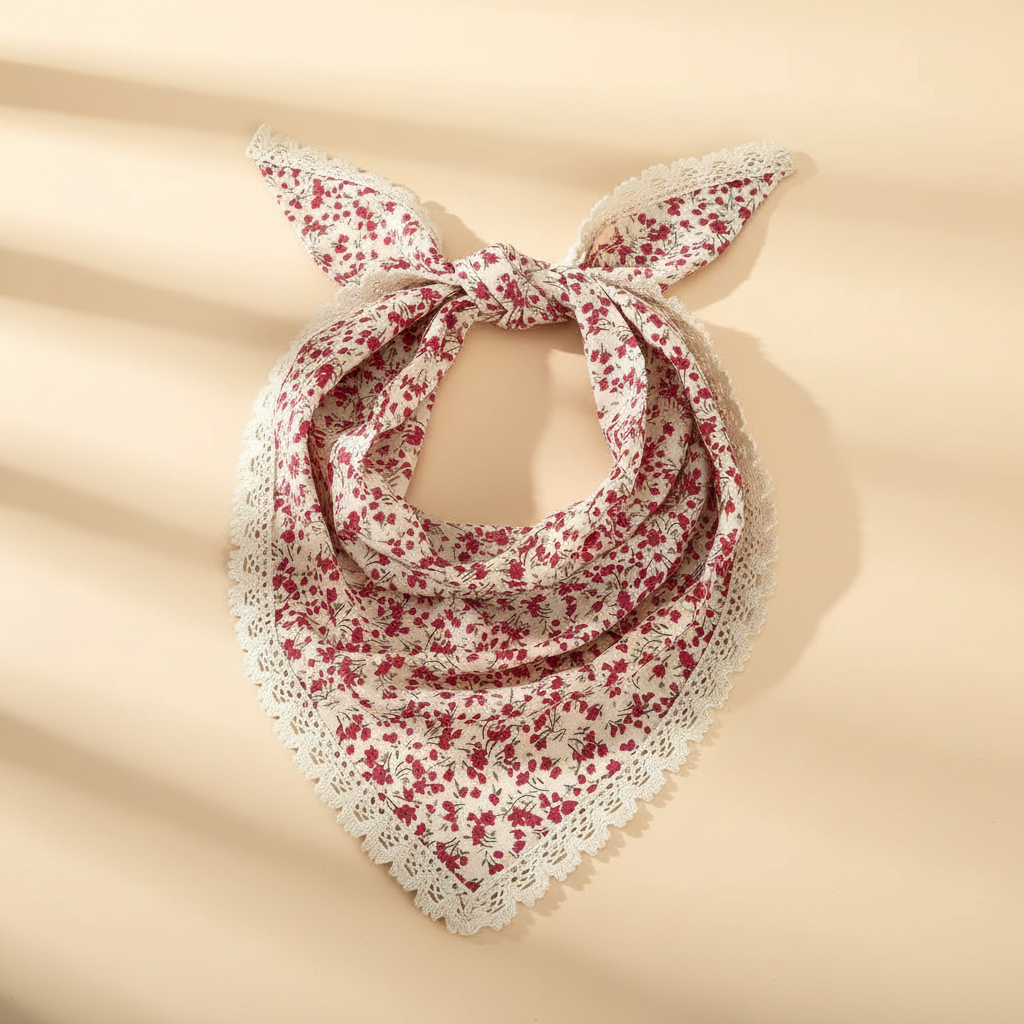 Bandeau Botanique Femme Tissu Dentelle Rouge Coquelicot — Packshot fond beige — Les Jolies Têtes