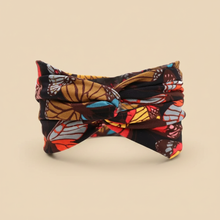 Bandeau Cheveux Croisé Femme Tissu Imprimé Feuillage Multicolore — Packshot fond beige — Les Jolies Têtes