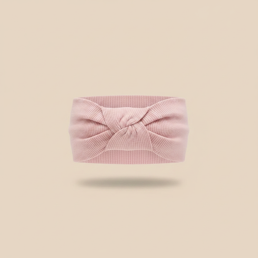 Bandeau Cheveux Femme Cannelé Rose Poudré — Packshot fond beige — Les Jolies Têtes