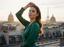 Serre-Tête Fin Femme Tissu Texturé Camel — Modèle — éditorial — Les Jolies Têtes