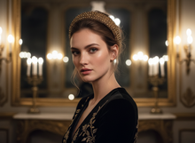 Serre-tête Champagne Femme Cristaux Doré — Modèle — éditorial — Les Jolies Têtes