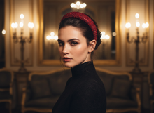 Serre-tête Rubis Femme Cristaux Rouge — Modèle — éditorial — Les Jolies Têtes