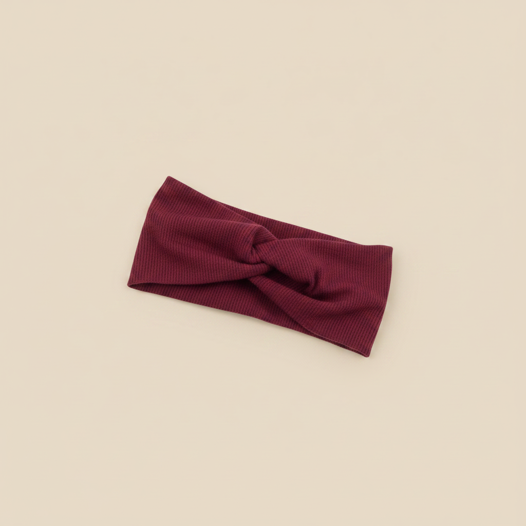 Bandeau Cheveux Bordeaux — Packshot fond beige — Les Jolies Têtes